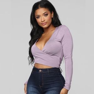Purple long sleeve crop top